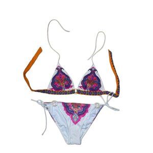 Victoria's Secret Multi-Color Bikini, Medium Bottoms & Large Top
